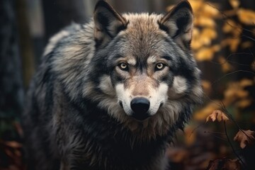 Naklejka na ściany i meble Close-Up of Wolf in Forest