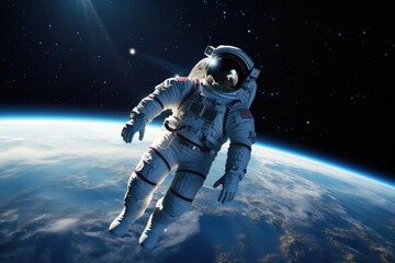 Astronaut Floating Above Earth