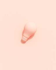 Rose pink lightbulb light bulb design element pink peach background 3d illustration render digital rendering