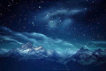 Obraz na płótnie Canvas Night Sky Over Mountain Range