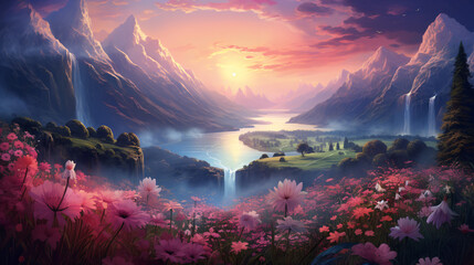 Fantasy floral landscape