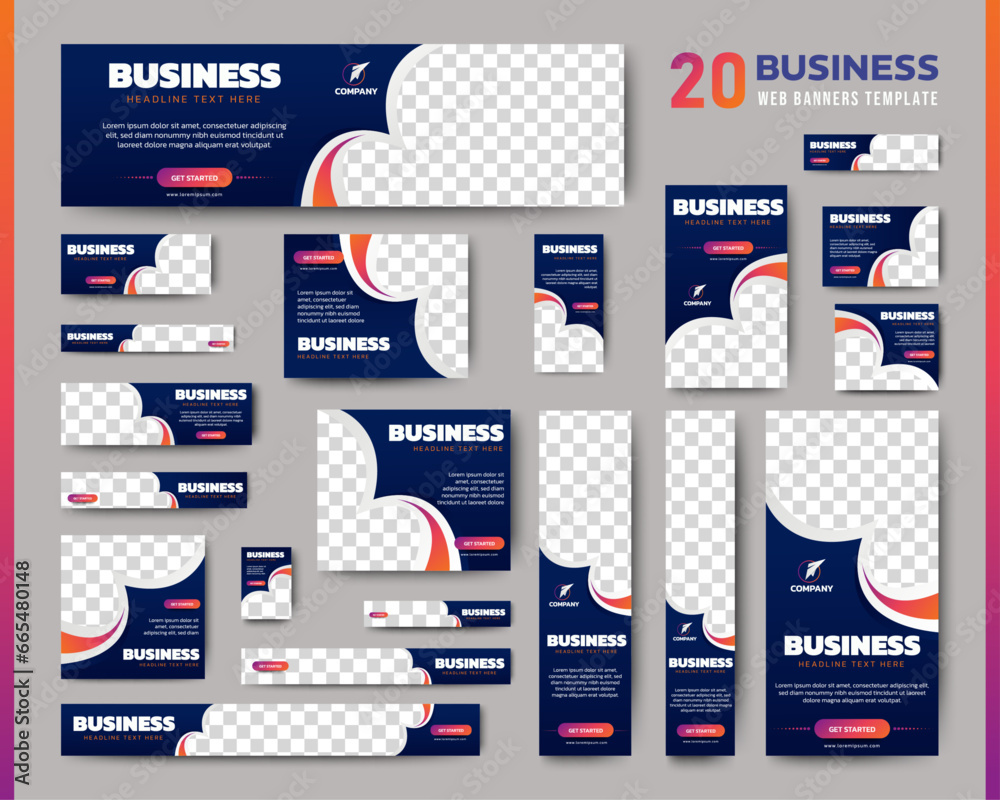 Poster business web banners template design with image space. vector