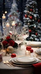 Naklejka premium Beautifully arranged christmas decoration, generated with ai.