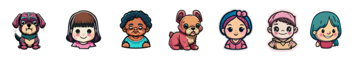 people and dog avatar icons