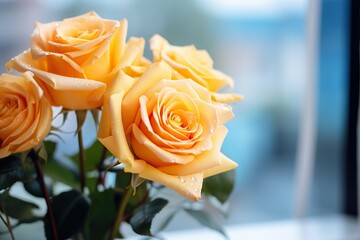 Bouquet of white roses. Beautiful floral composition.