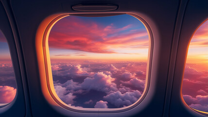 Fototapeta premium sunset view from an airplane window