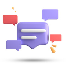 3d rendering of speech bubble, 3D pastel chat with symbol icon set.