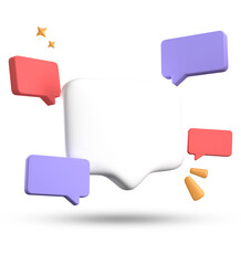 3d rendering of speech bubble, 3D pastel chat with symbol icon set.