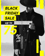 Baner reklamowy Black Friday, wyprzedaż w sklepie, promocja.