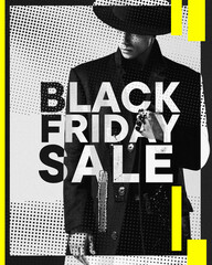 Baner reklamowy Black Friday, wyprzedaż w sklepie, promocja.