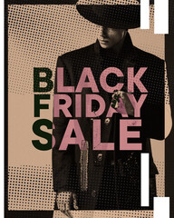 Baner reklamowy Black Friday, wyprzedaż w sklepie, promocja. - obrazy, fototapety, plakaty