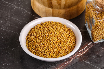 Mustard dry seeds in the bowl