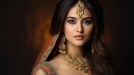Beautiful indian woman in jewelery - obrazy, fototapety, plakaty