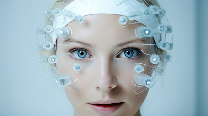 Close view of beautiful woman face.