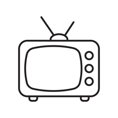 Retro TV icon in line style, black and white retro TV icon, Vector illustration of Retro TV icon for you design.