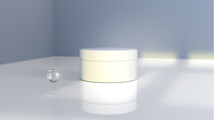 A cosmetics mock-up file through 3D rendering, simple yet tasteful and harmonious background for the product mock-up.