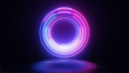Abstract futuristic background with neon blue and purple glowing lines