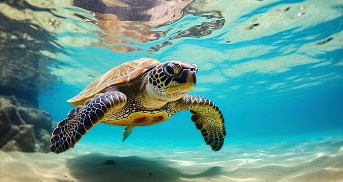 Photo of Sea turtle in the Galapagos island.