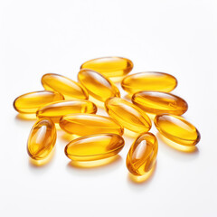 A group of Omega 3 capsules
