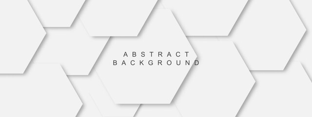 Abstract white hexagon shapes with shadow background design.