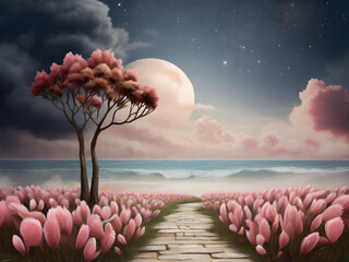 landscape with flowers