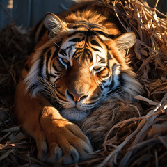 when tigers sleep, they sometimes curl up