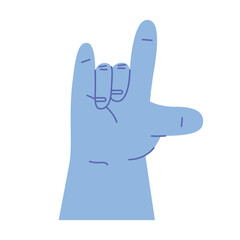 Cartoon hands abstract drawn comic. Set of Hand color different signs, gestures and symbols. Palm and fingers. Modern flat style. Vector illustration isolated on background