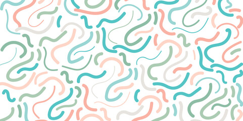 Bright colored bold line vector seamless pattern. Textured brush drawn bold squiggle stripes.