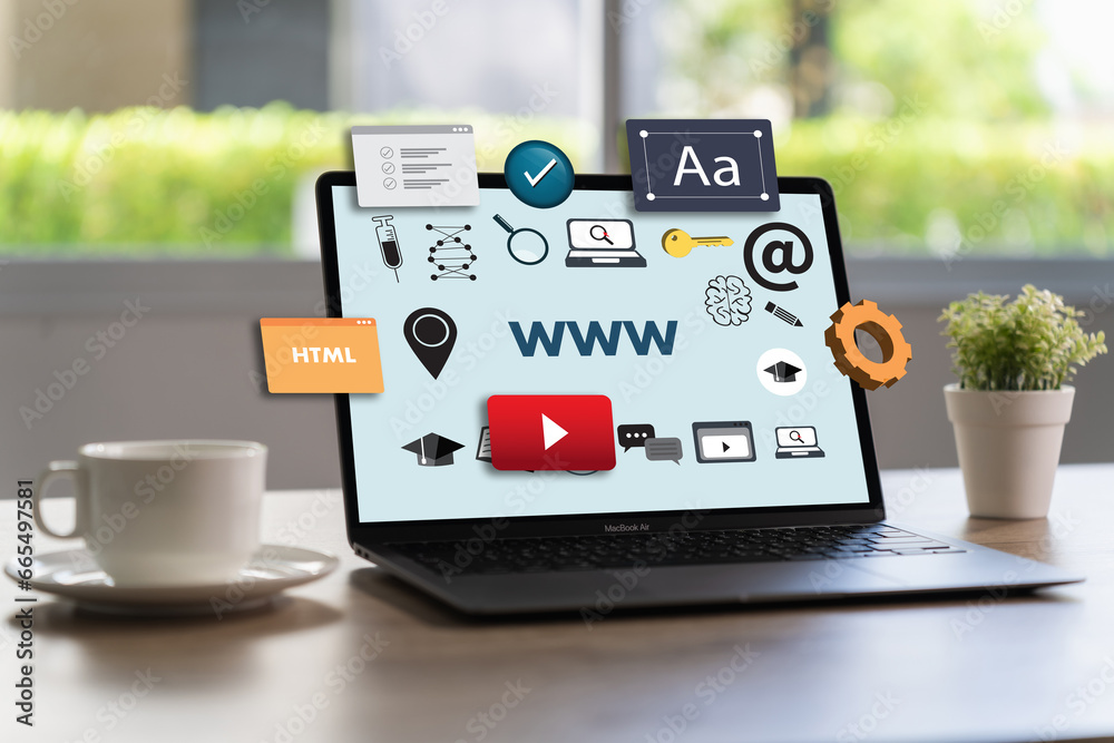 Poster programming design website homepage ideas e-learning, online education web traffic analytics data on