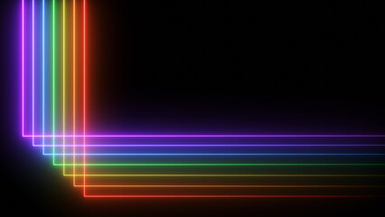 3d render, Abstract colorful neon background with glowing lines