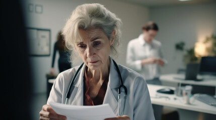 Obraz premium The sad doctor reads the report