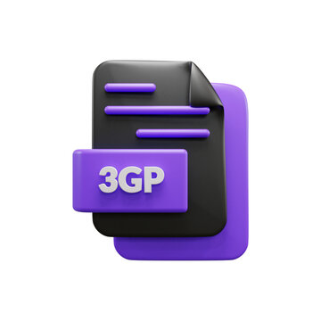 3GP file 3d icon or 3GP file 3d icon illustration