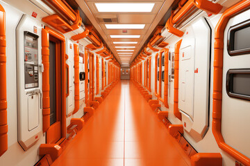 Fototapeta premium Inside the Advanced Medical Center of an Alien Spacecraft Station - Generative AI