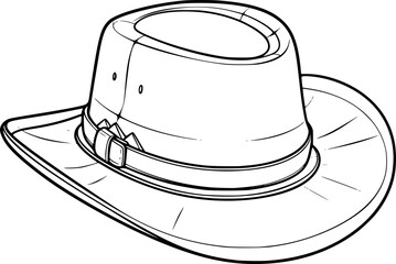 outline illustration of cowboy hat for coloring page