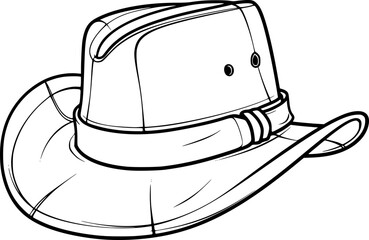 outline illustration of cowboy hat for coloring page