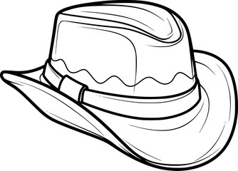 outline illustration of cowboy hat for coloring page