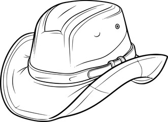 outline illustration of cowboy hat for coloring page