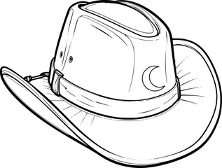 outline illustration of cowboy hat for coloring page