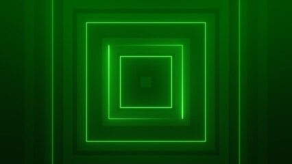 Abstract neon green background with glowing square and lines