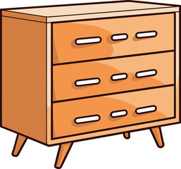 A minimalist, flat color, vector illustration of a dresser in a comic-inspired style.