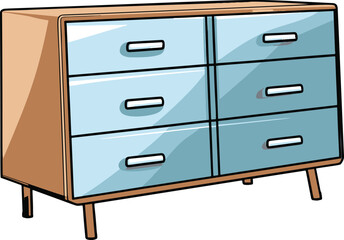 Comic-style dresser with simple, flat colors in a minimalistic vector design.