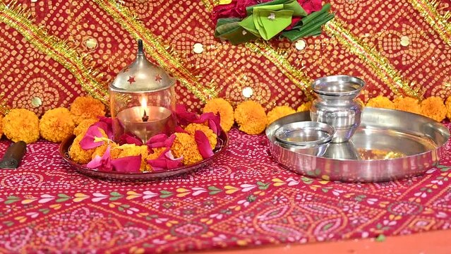 Candle light. Aroma candle and oil candle. Indian culture. Hindu religion. Pooja time. Hindu Prayer. Hindu holiday season. 