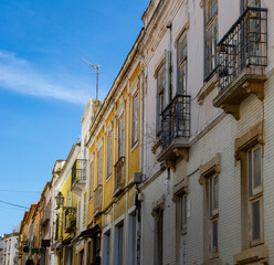 Fototapeta na wymiar Colorful house facades in Portugal