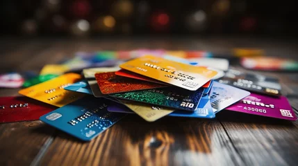 Foto op Plexiglas pile of credit cards © Yi_Studio