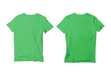 Blank Grass Isolated Unisex Crew Neck Short Sleeve T-Shirt Front and Back View Mockup Template