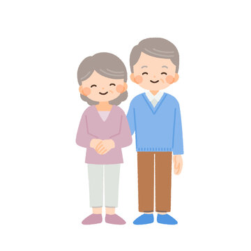 老夫婦のイラスト素材