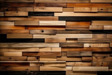 background of house wall with wooden tiles. Generative AI