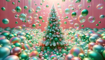 A festive forest of vibrant baubles adorn a magnificent christmas tree, radiating joy and enchantment