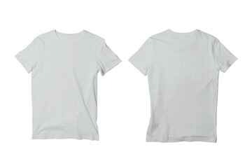 Blank Silver Unisex Crew Neck Short Sleeve T-Shirt Front and Back View Mockup Template