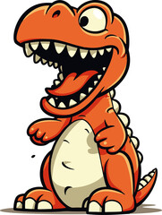 Happy dinosaur in a playful and colorful cartoon style drawing, expressed through lively vector art.